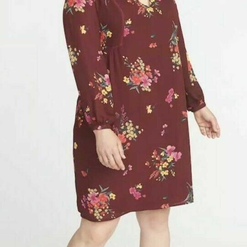 Old Navy burgundy floral dress - Picture 6 of 8